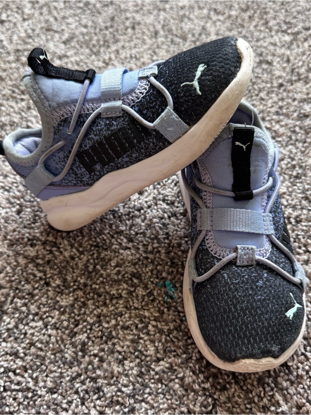 Puma Kids' Lightweight Black & Light Purple Athletic Sneakers